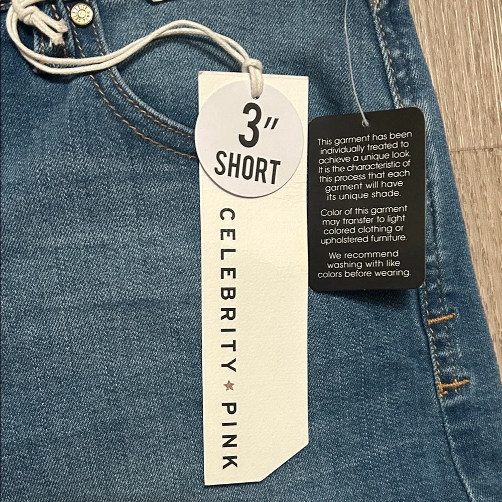 Celebrity Pink Rolled Cuff Denim Shorts - Picture 4 of 6